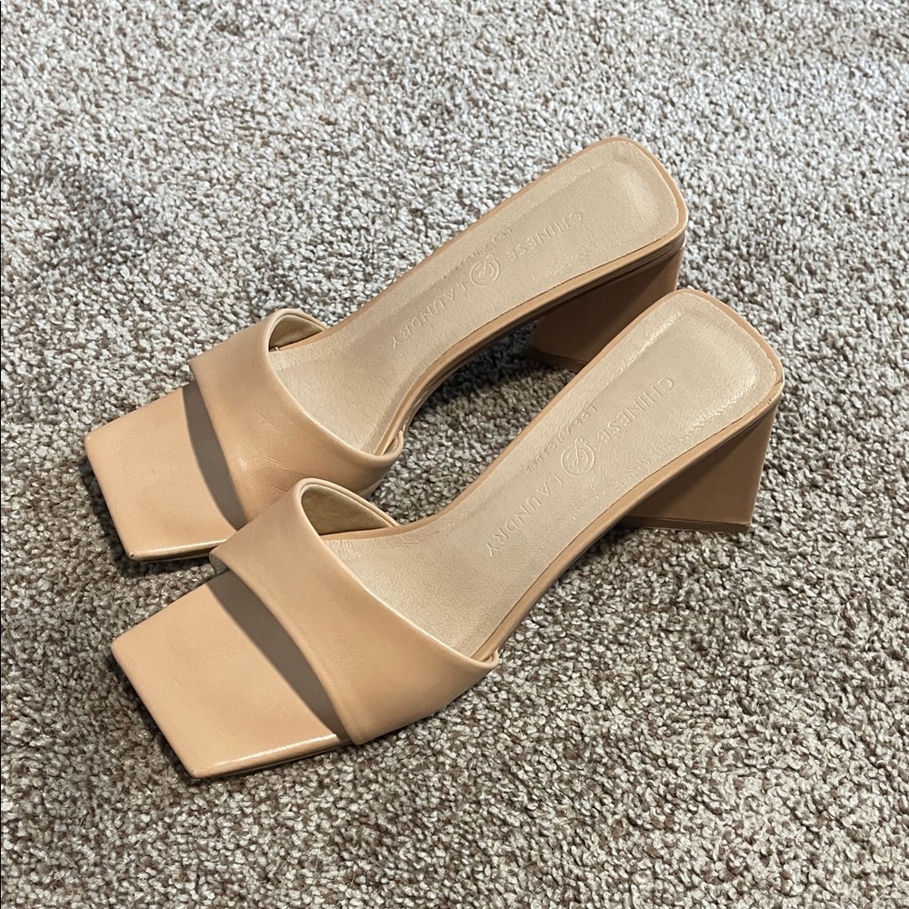 Chinese Laundry Tan Block Heel Sandals